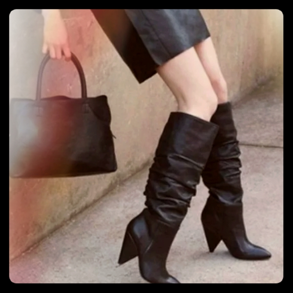 Leather Slouch Boots